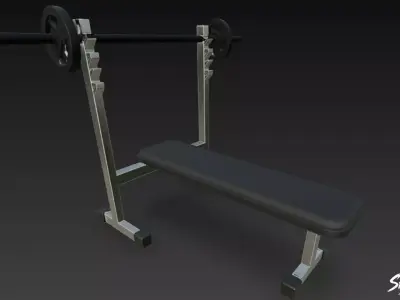 Flat Bench Press Low-poly 3D model