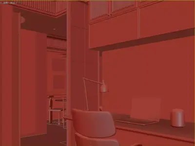 Livingroom and Kitchen 3D model