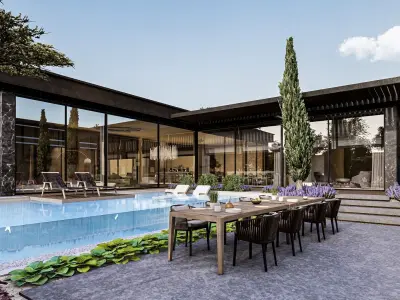 Luxury Villa Site Design Modern Residential Complex  Low-poly 3D model