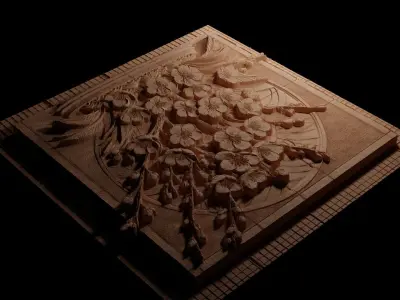 Cherry Blossom CNC 3d Print High Relief Sand Casting 3D print model