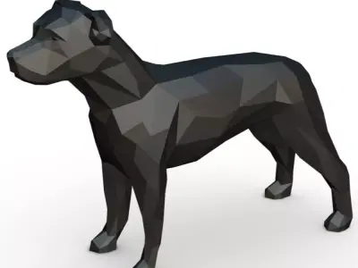 amstaff low poly polygonal dog 3D print model