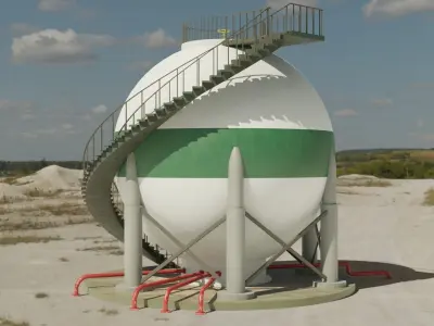 Sphere tank Low-poly 3D model