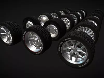 Wheels Pack 1 Low-poly 3D model
