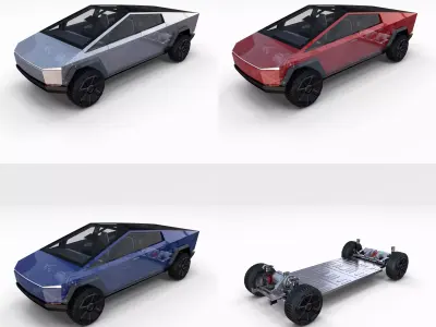Tesla Cybetruck with Interior and Chassis Pack 3D model