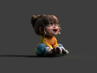 Chinese girl doll figure  Low-poly 3D model