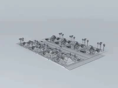 C Art solar powered village 3D model
