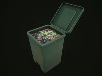 Dirty trash can Free low-poly 3D model
