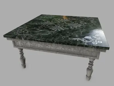 Table with marble top Low-poly 3D model