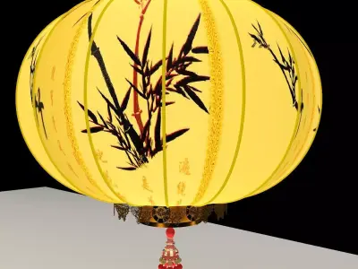Chinese Red Lantern 3D model 7