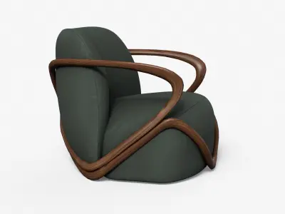 Hug ArmChairs in white and green Low-poly 3D model