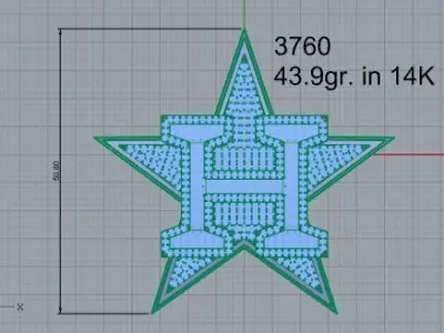 Star H Letter Pendant 3760 3D print model