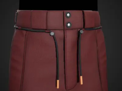 Red Snowboard Pants Style 2  Low-poly 3D model