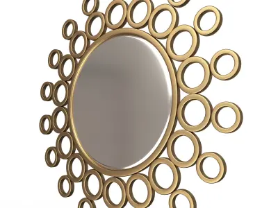 Gold Bubble Wall Mirror Low-poly 3D model