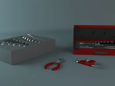 Hand Tools Pliers Wrench Allen 3D model