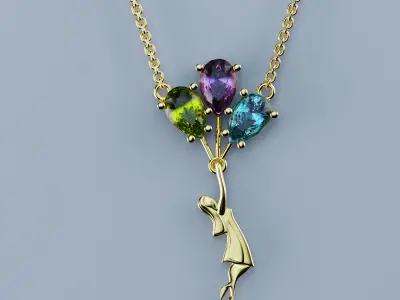 Pendant Girl with balloons 3D print model