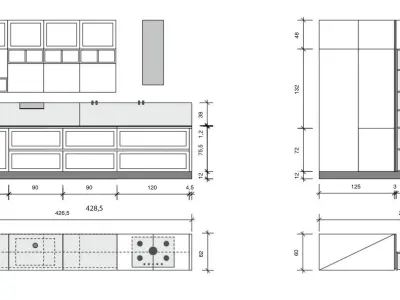 Kitchen fully parametric Resizable manufacturable 0070 3D model