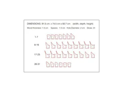 Parametric Wavy Wooden Furniture 08 -  CNC files for cutting 3D model