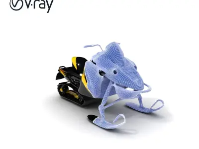 Sleek Snowmobile D Model Pack for Winter Adventures Low-poly 3D model