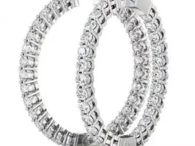 stl file diamond hoop earrings gold 3D print model
