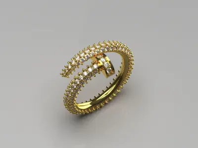 Luxury nail design ring with diamond model rr0021 3D print model