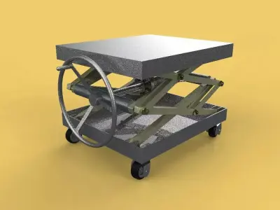 VINTAGE INDUSTRIAL SCISSOR LIFT TABLE 3D model
