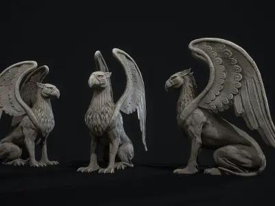 Griffin Statue PBR Low-poly 3D model
