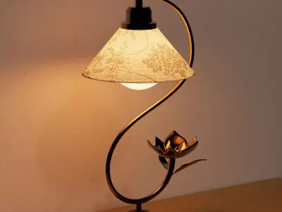 Luxury Decorative Table Lamp with Curved Metal Stand 3D model