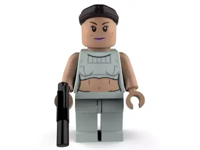 Padme lego figure holding gun 3D model