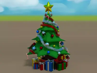 Cartoon Christmas Tree Low-poly 3D model purchase