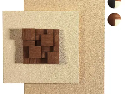 Abstract Square Wall Decor Wooden Cubes Low-poly 3D model
