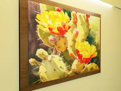 Cactus flowers painting 3D model