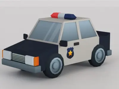 Cartoon Low Poly Car 05 - Police Car Low-poly 3D model