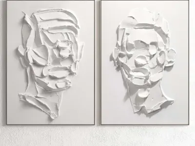 Plaster Two Photo Frame 79 Low-poly 3D model