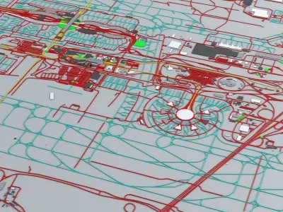 Paris Charles De Gaulle CDG Roissy Airport Roads Buildings PT 3D model