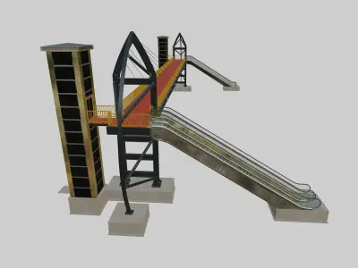 Steel Pedestrian Bridge-Elevator-Escalator-Sailing Type-21 3D model