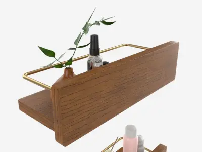 Wood American Style Bathroom Shelf 3D model