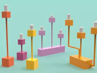 5 Cubic Candelabrum 3D Printing Candle Holder Set 3D Model Collection