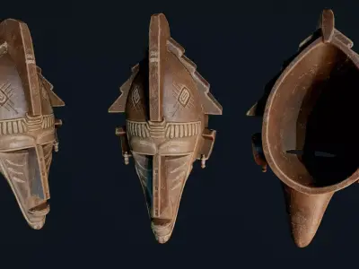 African Decor Mask 5 Low-poly 3D model