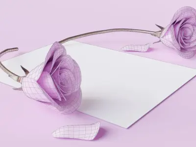 rose and paper Low-poly 3D model