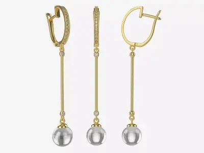 Earrings Diamond Gold Jewelry 01 3D model