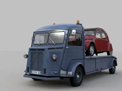 CITROEN HY TRUCK 1950 and CITROEN 2CV 1957 3D model