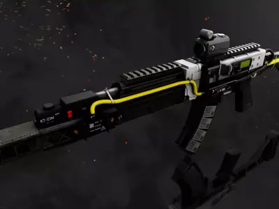 Sci-fi rifle AK series game ready PBR Low-poly 3D model