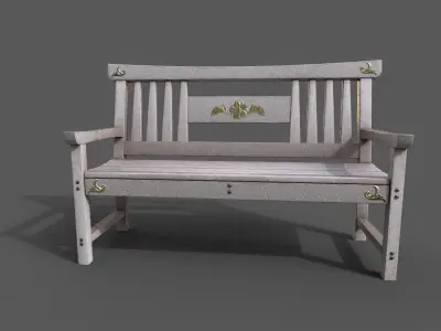 Old Wood Bench Low-poly 3D model purchase