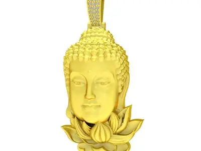 Luxury Buddha Head Pendant with Lotus Base Design 126a 3D print model