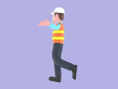 3D Cartoon Male Architect Character - Angry with Wrench 3D model