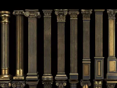 4K Classic Columns   Low-poly 3D model