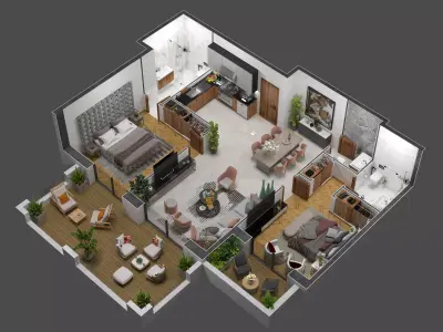 appartment floorplan k3 3D model