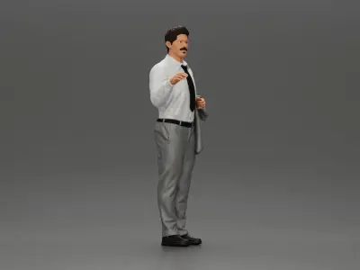 business man standing Holding a Suit 3D print model
