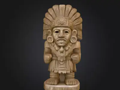 Aztec Warrior Statue Low-poly 3D model