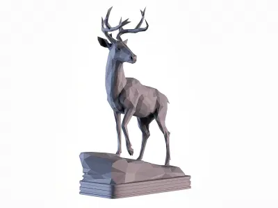 Deer LowPoly statue 3D print model